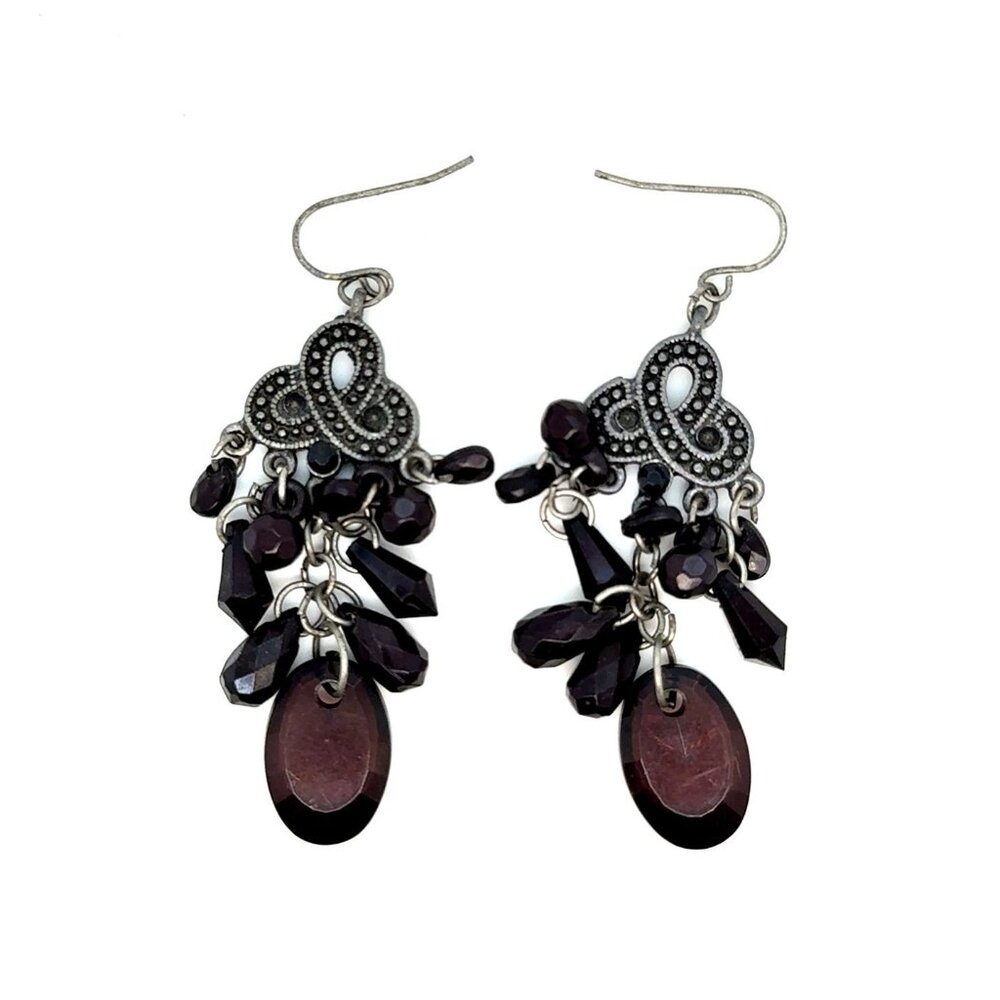 Lovely Black Beaded‎ Dangle Earrings